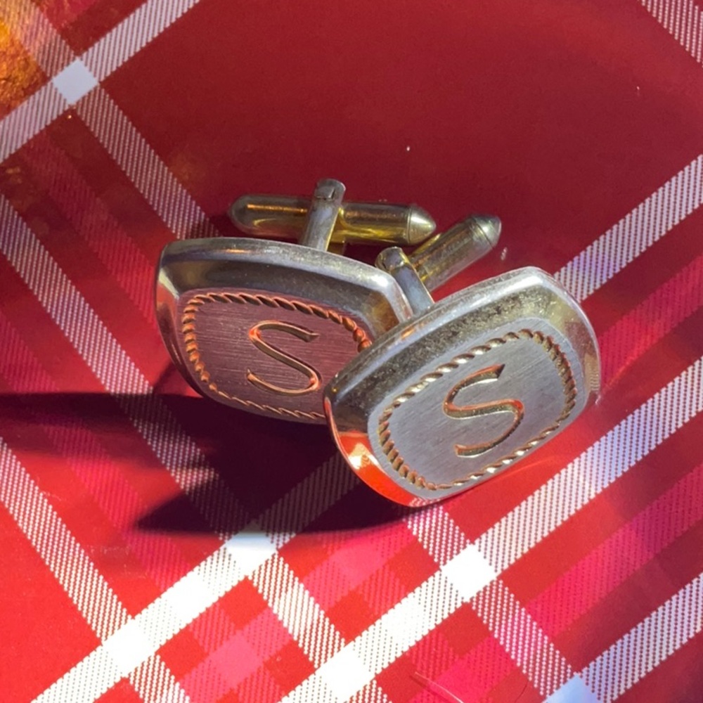 Letter S vintage cuff links